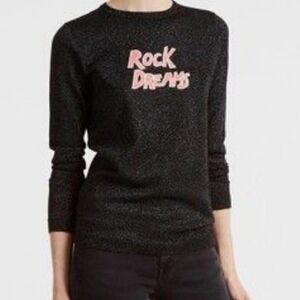 Bella Freud Rock Dreams Metallic Wool Jumper Sweater Size S Black Designer